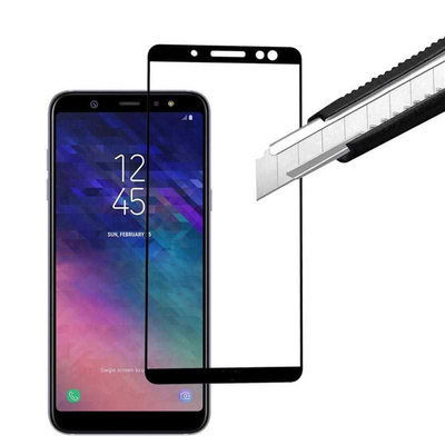 Microsonic Samsung Galaxy A6 2018 Kavisli Temperli Cam Ekran Koruyucu Film Siyah