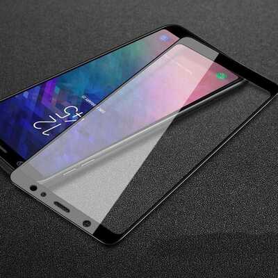 Microsonic Samsung Galaxy A6 2018 Kavisli Temperli Cam Ekran Koruyucu Film Siyah