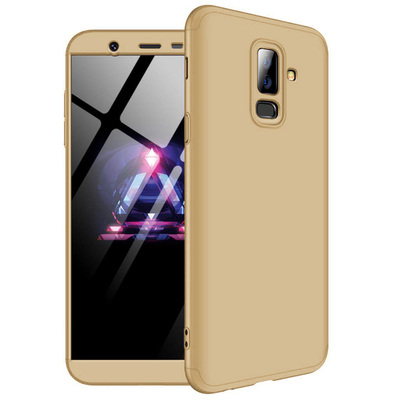 Microsonic Samsung Galaxy A6 Plus 2018 Kılıf Double Dip 360 Protective AYS Gold