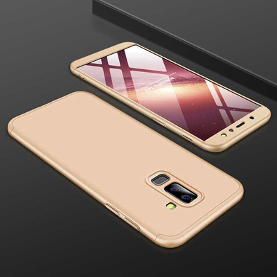 Microsonic Samsung Galaxy A6 Plus 2018 Kılıf Double Dip 360 Protective AYS Gold