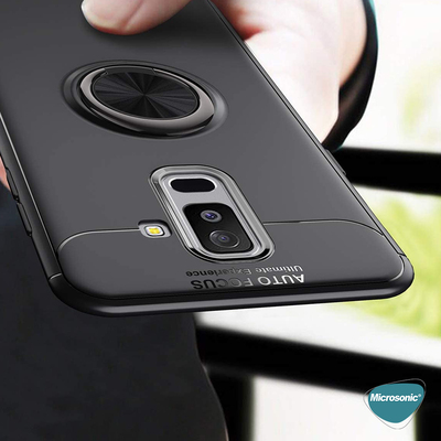 Microsonic Samsung Galaxy A6 Plus 2018 Kılıf Kickstand Ring Holder Lacivert