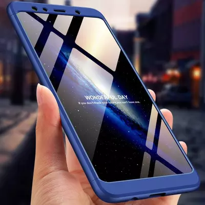 Microsonic Samsung Galaxy A7 2018 Kılıf Double Dip 360 Protective Lacivert