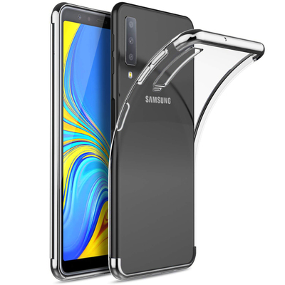 Microsonic Samsung Galaxy A7 2018 Kılıf Skyfall Transparent Clear Gümüş