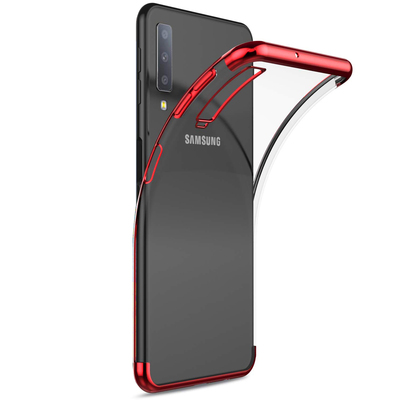 Microsonic Samsung Galaxy A7 2018 Kılıf Skyfall Transparent Clear Kırmızı