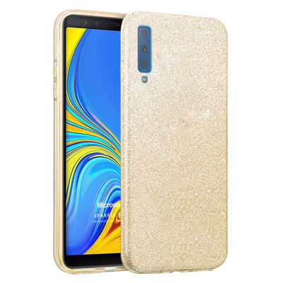 Microsonic Samsung Galaxy A7 2018 Kılıf Sparkle Shiny Gold