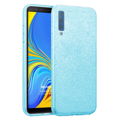Microsonic Samsung Galaxy A7 2018 Kılıf Sparkle Shiny Mavi