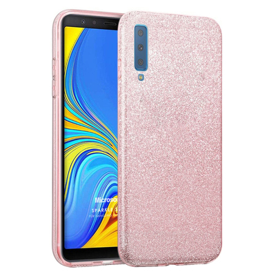 Microsonic Samsung Galaxy A7 2018 Kılıf Sparkle Shiny Rose Gold