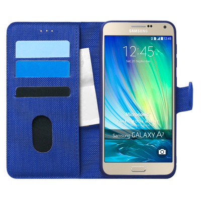 Microsonic Samsung Galaxy A7 Kılıf Fabric Book Wallet Lacivert