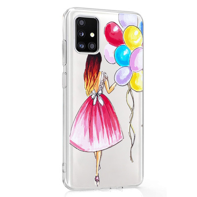 Microsonic Samsung Galaxy A71 Desenli Kılıf Balonlu Kız