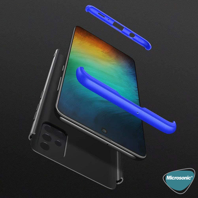 Microsonic Samsung Galaxy A71 Kılıf Double Dip 360 Protective AYS Siyah Mavi