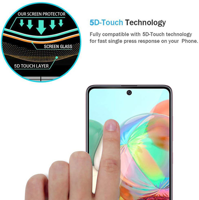 Microsonic Samsung Galaxy A71 Kavisli Temperli Cam Ekran Koruyucu Film Siyah