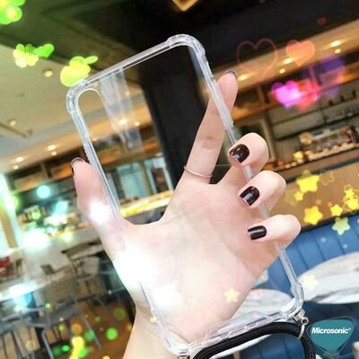 Microsonic Samsung Galaxy A71 Kılıf Neck Lanyard Siyah