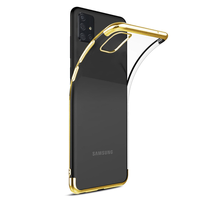 Microsonic Samsung Galaxy A71 Kılıf Skyfall Transparent Clear Gold