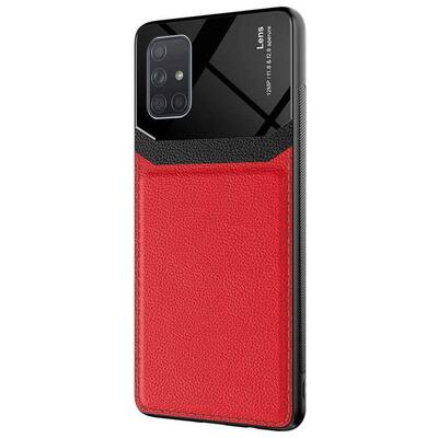 Microsonic Samsung Galaxy A71 Kılıf Uniq Leather Kırmızı