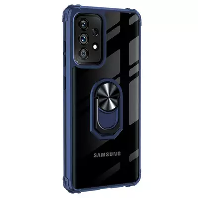 Microsonic Samsung Galaxy A72 Kılıf Grande Clear Ring Holder Lacivert