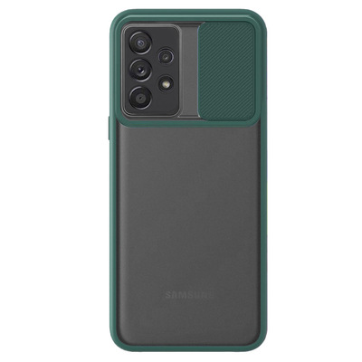Microsonic Samsung Galaxy A72 Kılıf Slide Camera Lens Protection Koyu Yeşil