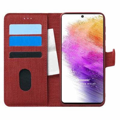 Microsonic Samsung Galaxy A73 5G Kılıf Fabric Book Wallet Kırmızı