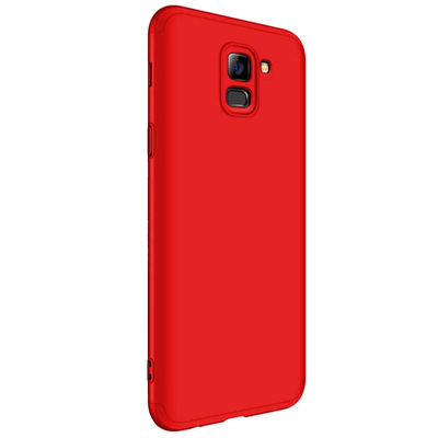 Microsonic Samsung Galaxy A8 2018 Kılıf Double Dip 360 Protective AYS Kırmızı