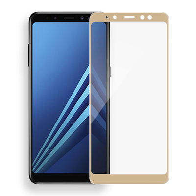 Microsonic Samsung Galaxy A8 2018 Kavisli Temperli Cam Ekran Koruyucu Film Gold