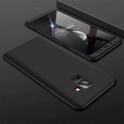 Microsonic Samsung Galaxy A8 Plus 2018 Kılıf Double Dip 360 Protective AYS Siyah