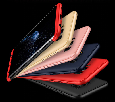 Microsonic Samsung Galaxy A8 Plus 2018 Kılıf Double Dip 360 Protective AYS Siyah-Kırmızı