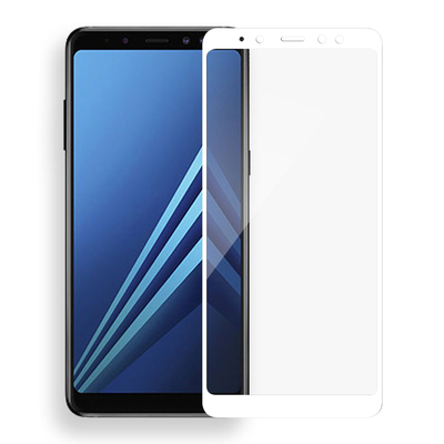 Microsonic Samsung Galaxy A8 Plus 2018 Kavisli Temperli Cam Ekran Koruyucu Film Beyaz