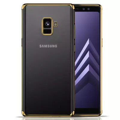 Microsonic Samsung Galaxy A8 Plus 2018 Kılıf Skyfall Transparent Clear Gold