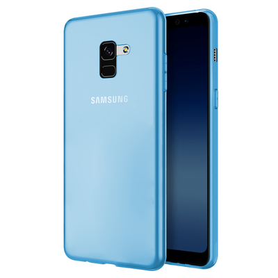 Microsonic Samsung Galaxy A8 Plus 2018 Kılıf Transparent Soft Mavi