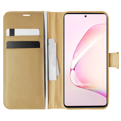 Microsonic Samsung Galaxy A81 Kılıf Delux Leather Wallet Gold