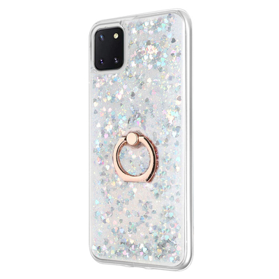 Microsonic Samsung Galaxy A81 Kılıf Glitter Liquid Holder Gümüş