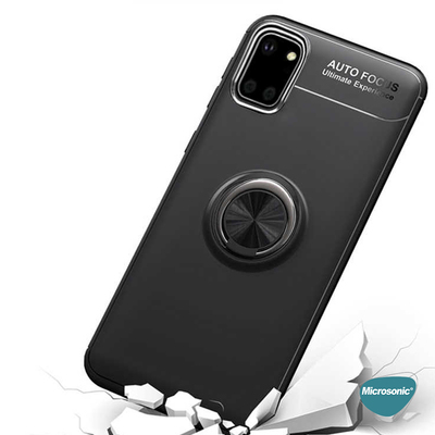 Microsonic Samsung Galaxy A81 Kılıf Kickstand Ring Holder Siyah