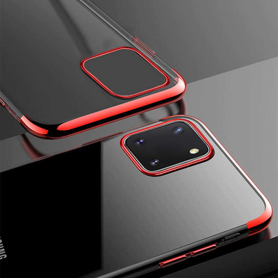 Microsonic Samsung Galaxy A81 Kılıf Skyfall Transparent Clear Kırmızı