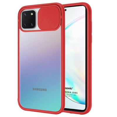 Microsonic Samsung Galaxy A81 Kılıf Slide Camera Lens Protection Kırmızı