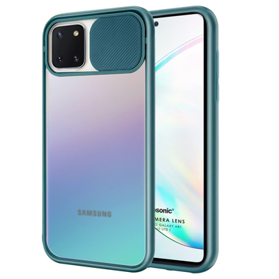 Microsonic Samsung Galaxy A81 Kılıf Slide Camera Lens Protection Koyu Yeşil