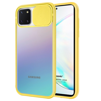 Microsonic Samsung Galaxy A81 Kılıf Slide Camera Lens Protection Sarı