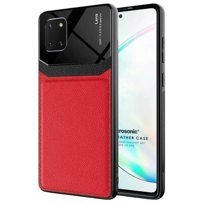 Microsonic Samsung Galaxy A81 Kılıf Uniq Leather Kırmızı