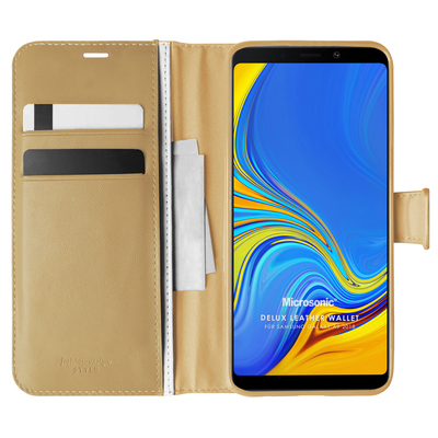 Microsonic Samsung Galaxy A9 2018 Kılıf Delux Leather Wallet Gold