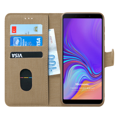 Microsonic Samsung Galaxy A9 2018 Kılıf Fabric Book Wallet Gold
