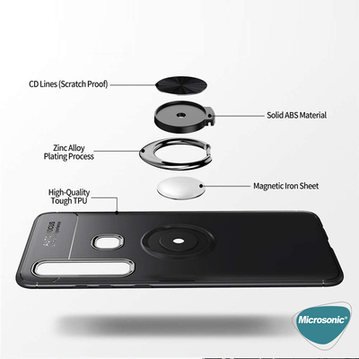 Microsonic Samsung Galaxy A9 2018 Kılıf Kickstand Ring Holder Kırmızı