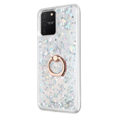 Microsonic Samsung Galaxy A91 Kılıf Glitter Liquid Holder Gümüş