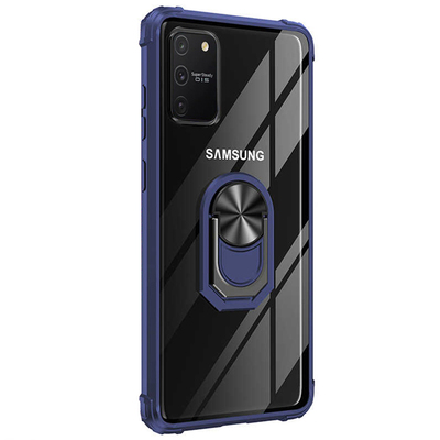 Microsonic Samsung Galaxy A91 Kılıf Grande Clear Ring Holder Lacivert