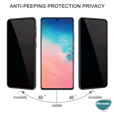 Microsonic Samsung Galaxy A91 Invisible Privacy Kavisli Ekran Koruyucu Siyah