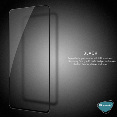 Microsonic Samsung Galaxy A91 Kavisli Temperli Cam Ekran Koruyucu Film Siyah