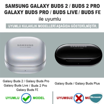 Microsonic Samsung Galaxy Buds 2 Pro Kılıf Kalp ve Kelebek Figürlü Parıltılı Şeffaf