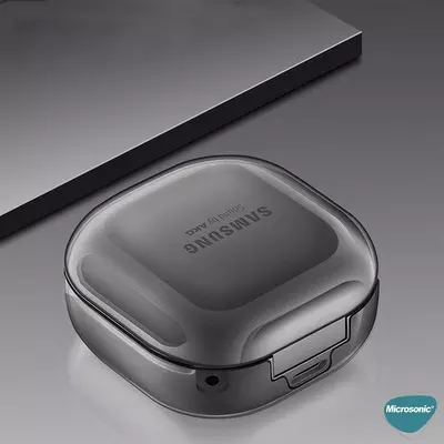 Microsonic Samsung Galaxy Buds Live Kılıf Askı Aparatlı Transparan Silikon Füme
