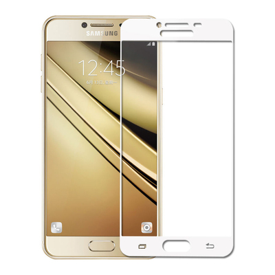 Microsonic Samsung Galaxy C5 Kavisli Temperli Cam Ekran Koruyucu Film Beyaz