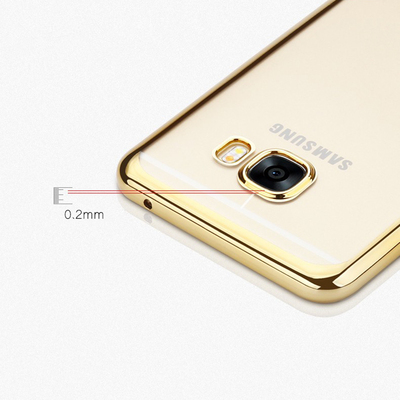 Microsonic Samsung Galaxy C7 Kılıf Skyfall Transparent Clear Gold
