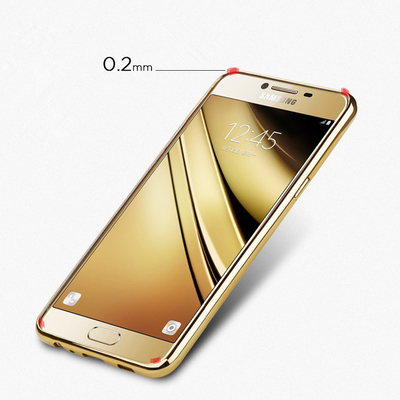 Microsonic Samsung Galaxy C7 Kılıf Skyfall Transparent Clear Rose Gold