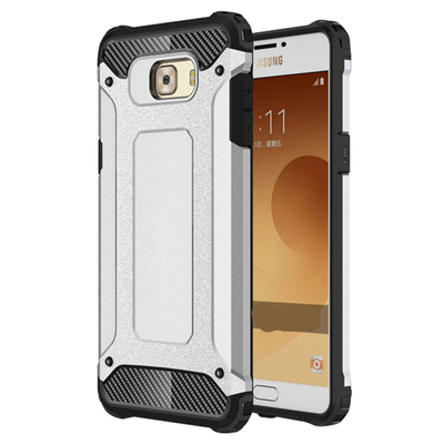 Microsonic Samsung Galaxy C7 Pro Kılıf Rugged Armor Gümüş