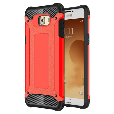 Microsonic Samsung Galaxy C7 Pro Kılıf Rugged Armor Kırmızı